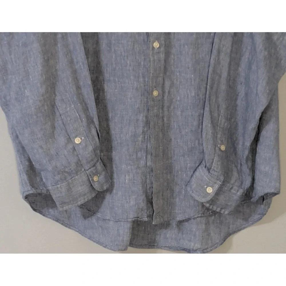 Polo Ralph Lauren Whitfield Men's Long Sleeve Button Down Linen Shirt Blue XXL